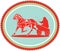 Horse and Jockey Harness Racing Rosette Retro