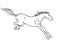 A horse landing after a jump - vector linear picture for coloring or pictogram. Horse after the jump. Outline. Hand drawing.