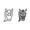 Horse line and glyph icon, animal and zoo, mustang