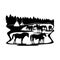 Horse, Mare and foal - horse family Wildlife Stencils - forest Silhouettes vector