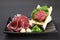 Horse meat sashimi and horse meat tartare plate
