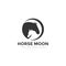 Horse moon logo, with eclipse and negative space of cubs vector