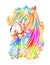 Horse multicolored face. Tattoo. Vector illustration