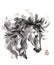 Horse oriental ink painting, sumi-e