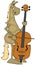 Horse playing a double bass violin