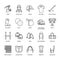 Horse polo flat line icons. Vector illustration of horses sport game, equestrian equipment - saddle, leather boots