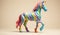 Horse, pony, toy in soft colors, plasticized material, educational material for children to play. AI generated