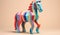 Horse, pony, toy in soft colors, plasticized material, educational material for children to play. AI generated