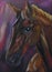 The horse portrait. Realistic pastel illustration
