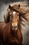 Horse portrait with smoke. Created with Generative AI