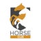 Horse private club for proffesional riders isolated illustration
