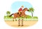 Horse Race Cartoon Illustration with Characters People doing Competition Sports Championships or Equestrian Sports in Racecourse