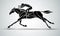 Horse race. Equestrian sport. Silhouette of racing with jockey