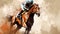 Horse racing . Digital illustration of thoroughbred horse and jockey.