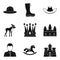 Horse racing icons set, simple style