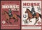 Horse racing and polo sport retro vector posters