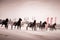 Horse racing in the winter on ice