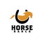 horse ranch logo design with horseshoes that seem to blend together