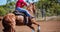 Horse And Rider Competing In Barrel Race At Outback Country Rodeo