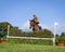 Horse rider competing in Cross Country Event.