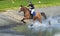 Horse rider competing in Cross Country Event.