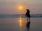 Horse and Rider Rearing in the Sunrise