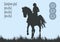 Horse rider silhouette, premium rosettes, equestrian sport