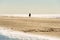 Horse riding on a beach along the sea