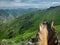 Horse riding in green Kyrgyzstan, mountain view