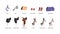 Horse riding outfitting flat vector illustrations set. Saddles, bridles and accessories. Equestrian sport attributes