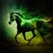 horse runs through a magical green shine 1