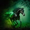 horse runs through a magical green shine 2