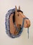 The horse\'s head made of cardboard packaging