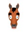 Horse scared OMG emotion. Steed Oh my God emoji. Frightened hoss. Vector illustration