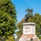 Horse sculpture of King Philip IV in Madrid, Spain. Copy space for text.
