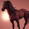 A horse in shades of brown roams freely through Mars made with AI
