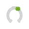 Horse shoe with cloverleaf on white background.