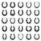 Horse shoe icons set on circles background for graphic and web design. Simple vector sign. Internet concept symbol for