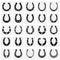 Horse shoe icons set on sqaures background for graphic and web design. Simple vector sign. Internet concept symbol for