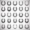 Horse shoe icons set on white background for graphic and web design. Simple vector sign. Internet concept symbol for