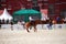 Horse show of the Spasskaya Tower festival at Red Square. Moscow