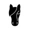 Horse Silhouette logo. Outline icon of animal head. Black simple illustration of cattle, farming. Stylized symbol for stable. Flat