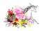 Horse sketch with floral decoration for your