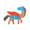 Horse Smiling Animal Dressed As Superhero With A Cape Comic Masked Vigilante Geometric Character