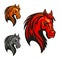 Horse stallion head and mane shiled icons