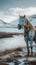 Horse stands against breathtaking Icelandic backdrop, creating stunning landscape