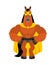 Horse superhero. Super hoss in mask and raincoat. Strong animal