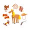 Horse Surrounded With Cowboy Disguise Related Objects Drawing On White Background