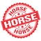 HORSE text on red round stamp sign