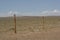 Horse tie poles in the vast desert, Umnugovi, Mongolia.